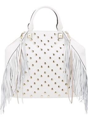 White Fringe Studded Bag